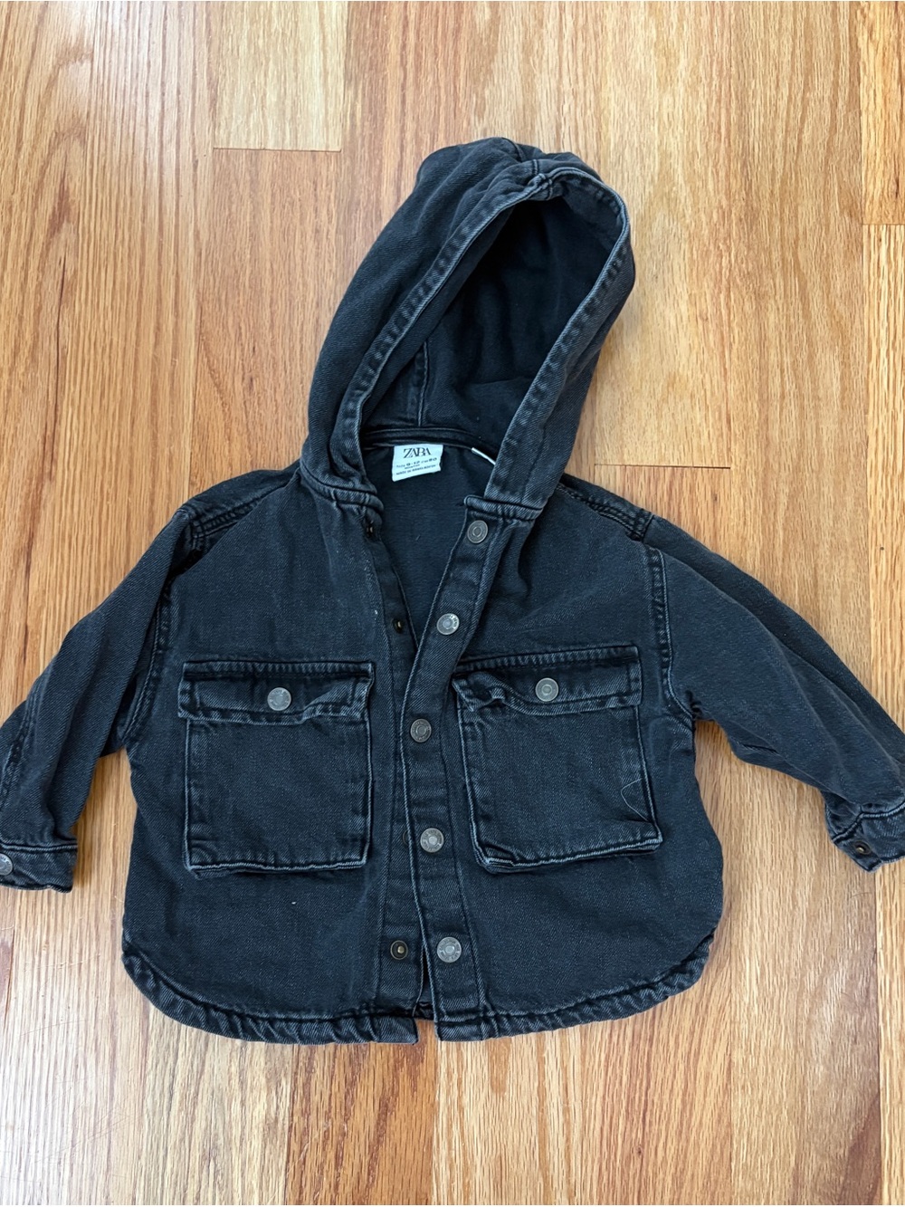 Zara Black Hooded Denim Jacket for Kids